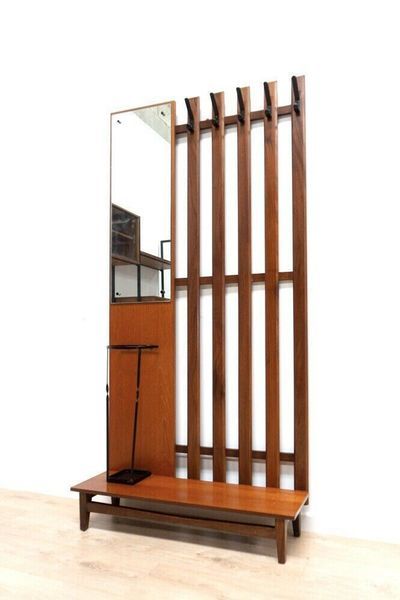 Rare Mid Century Vintage Teak Hall Coat Rack Stand With Mirror 1960’s | Vinterior Hall Coat Rack, Antique Coat Rack, Coat Rack Stand, Hallway Mirror, Standing Coat Rack, Coat Racks, Mid Century Vintage, Coat Rack, Bookends