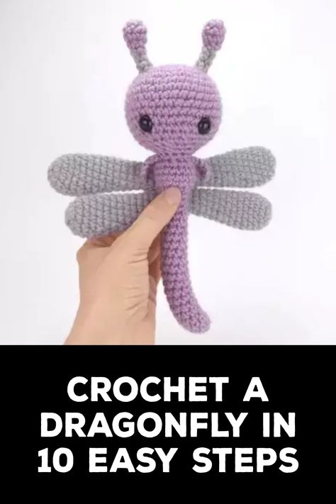 How to Crochet a Dragonfly Crochet Insects Amigurumi, Crochet Dragonfly Pattern Free, Dragonfly Crochet Pattern Free, Dragon Fly Crochet, Amigurumi Dragonfly, Crocheted Dragonfly, Dragonfly Crochet Pattern, Crochet Insects, Crochet Dragonfly Pattern