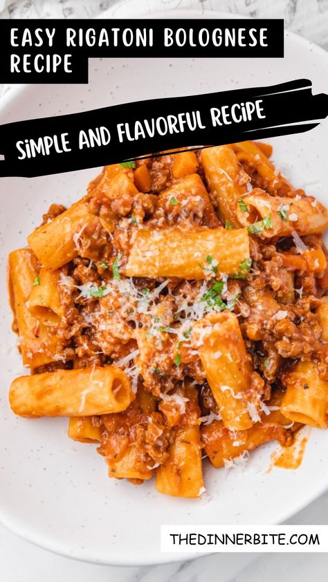 Discover the secret to making a scrumptious Rigatoni Bolognese with our simple and flavorful recipe! This dish is the perfect combination of hearty pasta, savory sauce, and mouth-watering flavors. Your dinner guests will be begging for more - don't let them down. Read on to master these easy steps and create a meal that will leave everyone satisfied. Fresh Pasta With 20 Minute Sausage And Beef Bolognese Sauce, Quick Bolognese Sauce Ground Beef, Easy Pasta Bolognese Recipe, Beef Bolognese Recipe Slow Cooker, Rigatoni Bolognese Recipe Easy, Beef Bolognese Pasta, Italian Rigatoni Recipes, Vodka Bolognese Sauce, Beef Pasta Recipes Italian