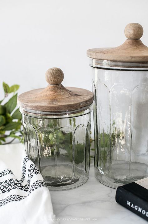 My New Modern Farmhouse Kitchen Canisters Glass Canisters In Kitchen, Farmhouse Canisters For Kitchen, Kitchen Canisters On Counter Display, Kitchen Canisters On Counter, Cannister Ideas Kitchen, Farmhouse Kitchen Canisters, Glass Jars Kitchen, Farmhouse Canisters, Glass Kitchen Canisters