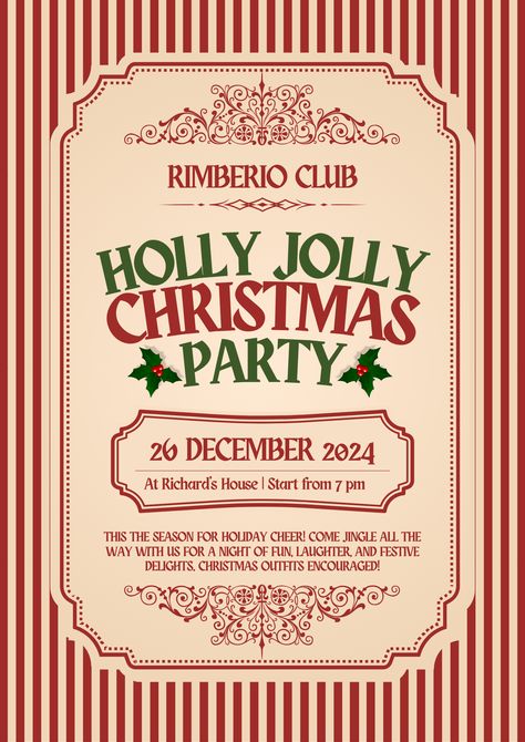 Step back in time with our Vintage Christmas Party! Celebrate with timeless holiday classics, good company, and festive fun. Christmas Banquet Themes, Holiday Party Poster, Retro Holiday Party, Simple Christmas Party Ideas, Holiday Party Theme Ideas, Christmas Vintage Poster, Christmas Party Invitations Ideas, Christmas Poster Ideas, Christmas Event Poster