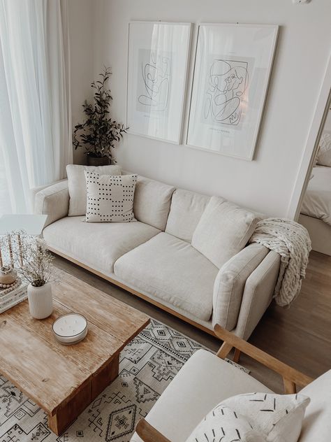 Beige Couch Living Room, Home Decor Apartment, Condo Living Room, Beige Living Rooms, Small Apartment Living Room, Home Decoration Ideas, Neutral Living Room, Home Design Living Room, Living Room White