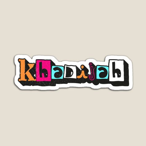 colorful Khadijah name sticker, custom name sticker for Khadijah Name Calligraphy, Calligraphy Typography, Name Sticker, Typography Lettering, Girl Name, Name Wallpaper, Design Sticker, Name Stickers, Name Design