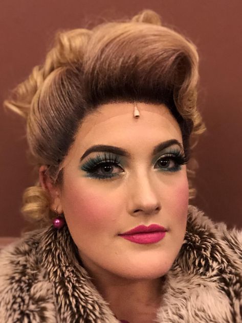 Stage makeup I did for Mrs. Wormwood in a community theatre production of Matilda the musical. #makeup #beauty Mother Ginger Makeup Nutcracker, Ageing Makeup Theatre, Mrs Wormwood Makeup, Musical Theater Makeup, Theater Makeup Dramatic, Theatre Makeup Stage, Musical Theatre Makeup, Matilda Makeup, Stage Makeup Theatre