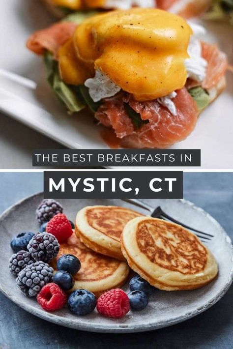 Discover the best breakfast in Mystic, CT! From Mystic's best brunch spots to more off-the-beaten-path cheap eats, discover the best restaurants in Mystic, CT for breakfast! Foodies will love the classic New England Fare and locally sourced cuisine. There's something for everyone! Connecticut Travel, Mystic Ct, The Best Breakfast, Cocktail Desserts, Brunch Spots, Flaky Pastry, Cheap Eats, Bake Shop, Salsa Verde