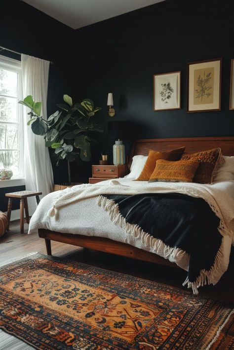 Amazing Decorating Ideas for your Home - Blushiee Dark Boho Bedroom, Earthy Bedroom, Moody Bedroom, Dark Bedroom, Bedroom Refresh, Decoration Inspiration, Master Bedrooms Decor, Decor Minimalist, Remodel Bedroom