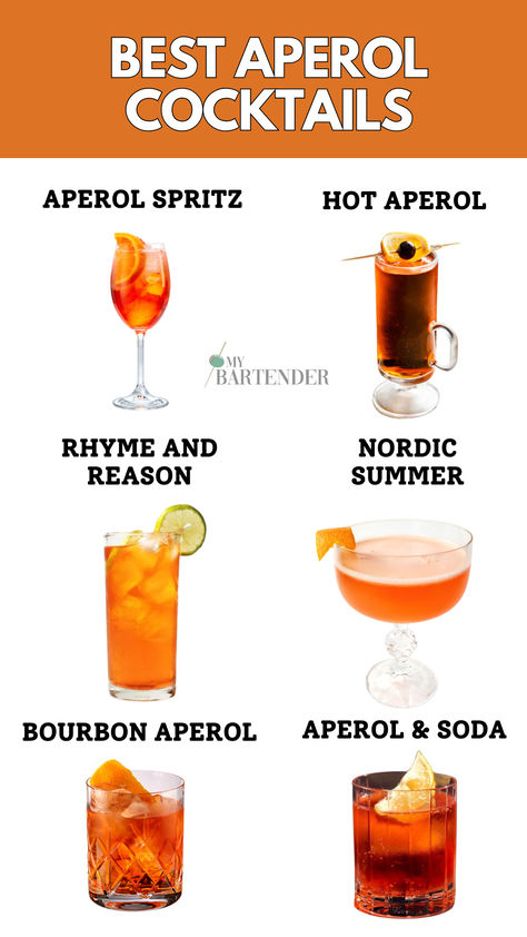 Aperol Cocktails Aperol Drink Recipes, Drinks With Aperol, Aperol Drinks Cocktail Recipes, Cocktails With Aperol, Aperol Recipes, Aperol Cocktail Recipes, Aperol Spritz Aesthetic, Aperol Cocktails, Aperol Drinks