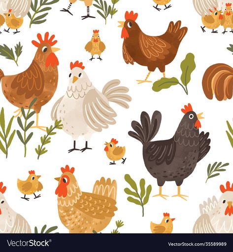 Hen Illustration, Domestic Birds, Rooster Illustration, Rooster Vector, Chicken Wallpaper, Chicken Vector, Chicken Drawing, Chicken Illustration, Cartoon Chicken