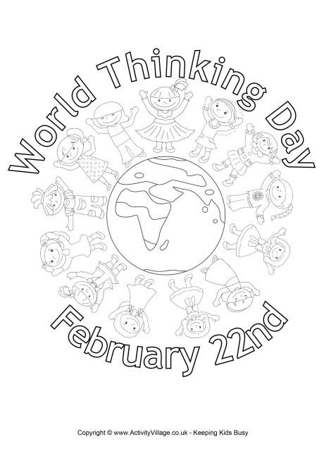 Cute thinking day coloring page! Brownies Girl Guides, Brownie Guides, Brownie Scouts, Rainbow Activities, Girl Scout Daisy, Girl Scout Activities, Daisy Scouts, World Thinking Day, Girl Scout Juniors