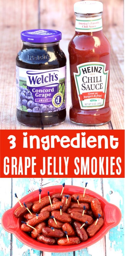 Little Smokies Crockpot Grape Jelly, Grape Jelly Smokies, Little Smokies Crockpot, Smokies Crockpot, Grape Jelly Chili Sauce, Grape Jelly Recipe, Lil Smokies Recipes, Dessert Nouvel An, Crockpot Little Smokies