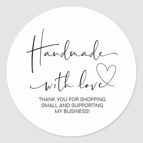 Handmade With Love Small Business Thank You C Business Labels Stickers, Logo For Small Business Ideas, Small Business Thank You Stickers, Small Business Cards Ideas Handmade, Sticker Ideas For Small Business, Small Business Stickers Ideas, Stickers Business Ideas, Handmade Thank You Cards For Business, Small Business Thank You Note