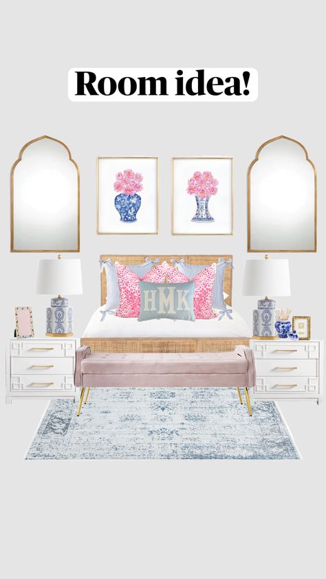 Preppy Apartment Decor, Summer Shuffles, Luxury Dorm Room, Blue Dorm, Pink Dorm, Blue Preppy, College Bedroom, Dorm Room Inspo, Preppy Coastal