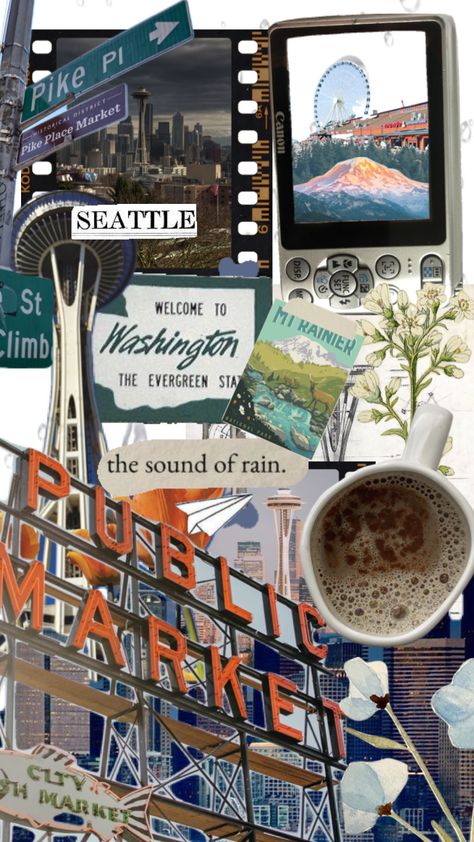 #seattle Seattle Vibes Aesthetic, Washington State Wallpaper, Living In Seattle Aesthetic, Washington State Aesthetic Wallpaper, Seattle Living Aesthetic, Seattle Aesthetic Wallpaper, Seattle Artwork, Seattle Washington Aesthetic, Washington State Aesthetic