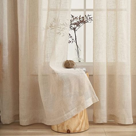 Amazon.com: Demetex Semi Sheer Curtains 72 inches Long Natrual Linen Curtain Panels for ,54x72 inches, 2 Pieces, Beige : Home & Kitchen Linen Sheer Curtains Living Room, Sheer Beige Curtains, Sheers Curtains Living Room, Gray Sheer Curtains, Linen Sheer Curtains, Semi Sheer Curtains, Patio Windows, Kitchen Window Curtains, Beige Curtains