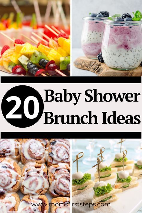 Looking for baby shower brunch ideas? This list of 20 easy-to-prepare, delicious, baby shower brunch food ideas will help you plan the perfect baby shower. This list will inspire you whether you're the expectant mom-to-be or if you're a loved one helping to plan the baby shower. Happy brunching! Easy Baby Shower Breakfast Food, Breakfast Shower Food Ideas, Easy Brunch Shower Food, Brunch Ideas For Baby Shower Girl, Brunch Ideas For Baby Shower Boy, Baby Shower Brunch Menu Ideas Easy, Baby Boy Shower Brunch Food Ideas, Finger Foods Brunch, Brunch For Baby Shower Ideas