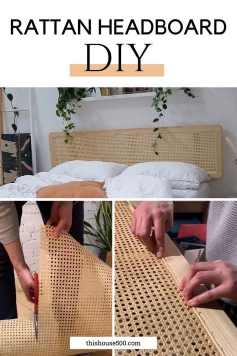 Diy Rattan Headboard, Styling Beds, Cane Headboard, Diy Rattan, Diy Bed Headboard, Boho Bedroom Diy, Boho Headboard, Headboard Diy, Boho Bedroom Colorful