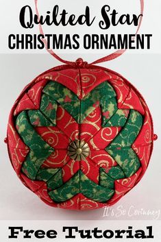 Diy Quilted Christmas Ornaments, Quilted Fabric Ornaments, Quilted Star, Sewn Christmas Ornaments, Christmas Fabric Crafts, Christmas Sewing Projects, Fabric Christmas Ornaments Diy, Folded Fabric Ornaments, Quilted Ornaments