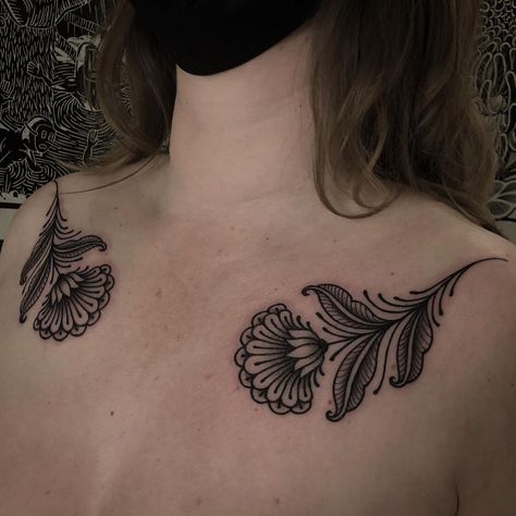 Chest Tattoo Flowers, Traditional Back Tattoo, Art Deco Tattoo, Earth Tattoo, Flower Tattoo Meanings, Ornamental Tattoo, Chest Tattoos For Women, Chest Piece Tattoos, Instagram Flowers