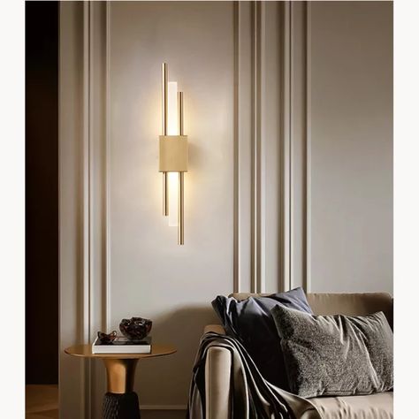 LED Acryl Golden Wall Lamp New Nordic Postmodern Simple Line Sconce Light for Living Room Bedroom Bedside Hotel TV Background _ - AliExpress Mobile Modern Vanity Lighting, Wall Sconces Living Room, Sconces Living Room, Bedside Wall Lights, Wall Lights Living Room, Wall Scones, Black Wall Lamps, Deco Wall, Study Rooms