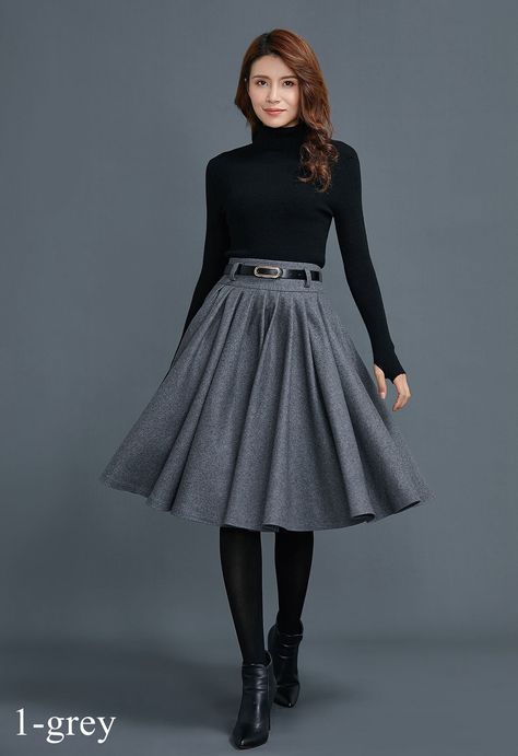 Knee Length Skirts Outfits, Knee Length Circle Skirt, Midi Circle Skirt, Circular Skirt, Circle Skirts, Skirt Wool, Midi Skirt With Pockets, Rock Outfit, Body Measurement