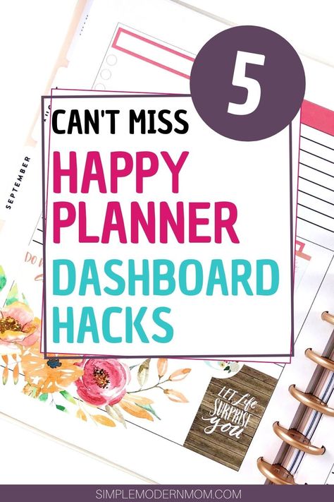 5 Can't Miss Happy Planner Dashboard Hacks | Printable Planner by  Jose Gill Happy Planner Scrapbook, Hp Dashboard Layout, Happy Planner Mom Life Layout, Diy Happy Planner Hacks, Happy Planner Section Ideas, Happy Planner Dashboard Layout Printable, The Happy Planner Ideas Layout, Happy Planner Budget Ideas, Happy Planner Layout Dashboard