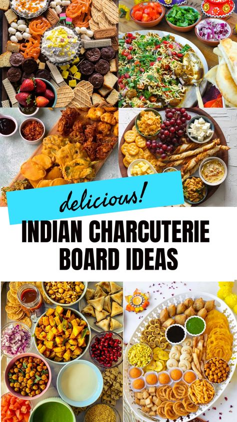 Step up your hosting game with these creative Indian charcuterie board ideas! Impress your guests with a spread of flavorful appetizers featuring a mix of traditional Indian snacks and modern charcuterie elements. From spicy samosas to tangy chutneys, this unique twist on a classic charcuterie board is sure to be a hit at your next gathering. Elevate your culinary skills and bring a taste of India to your party with these delicious and visually stunning Indian charcuterie board ideas! Indian Platters Ideas, Indian Party Decorations Ideas, Indian Inspired Appetizers, Diwali Party Hosting Ideas, Veg Platter Ideas Indian, Indian Tapas Ideas, Indian Snack Platter Ideas, Indian Fusion Appetizers Parties, Chai Charcuterie Board