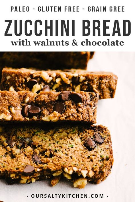 Paleo Zucchini Bread, Gluten Free Zucchini Bread, Paleo Zucchini, Zucchini Bread Healthy, Healthy Bread Recipes, Paleo Recipes Dessert, Healthy Paleo Recipes, Walnut Recipes, Paleo Bread