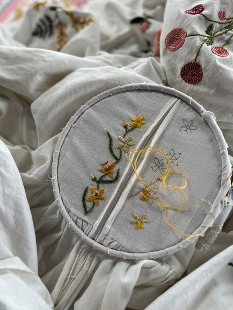 A wedding dress hand embroidered by Eppie Thompson | THE WORLD OF INTERIORS Eppie Thompson, Symbolic Flowers, Persian Miniature, The World Of Interiors, Laura Ashley Dress, The Wedding Date, Embroidered Wedding, A Wedding Dress, Prairie Dress