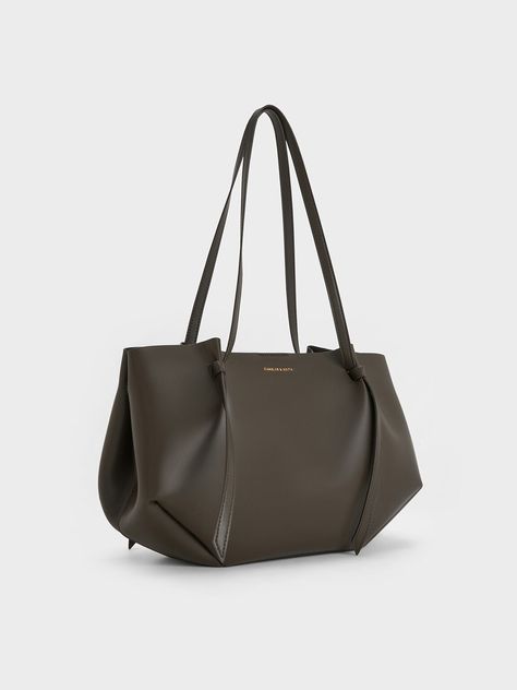 Calla Tote Bag, Dark Moss, hi-res Trending Bags For Women 2024, Charles And Keith Tote Bag, Fall Bags 2024, Work Bag Aesthetic, Uni Tote Bag, Charles Keith Bags, Charles And Keith Bags, Tote Bags For College, Black Saddle Bag