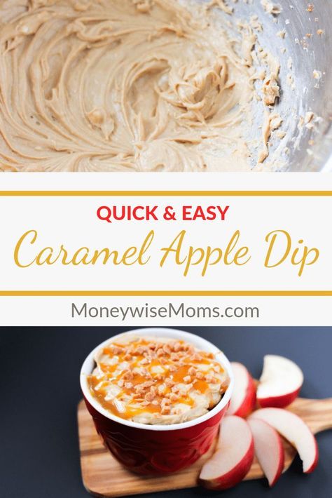 How to Make Caramel Apple Dip - great dessert for a potluck or party! Dip pretzels, fruit, or cookies into this simple dip recipe  #recipe #partyfood #diprecipe #recipes #sweets #dessert Apple Dip Recipe, Thanksgiving Fruit, Cream Cheese Pinwheels, Caramel Apples Easy, Caramel Apple Dip, Caramel Dip, Thanksgiving Desserts Easy, Party Dip, How To Make Caramel