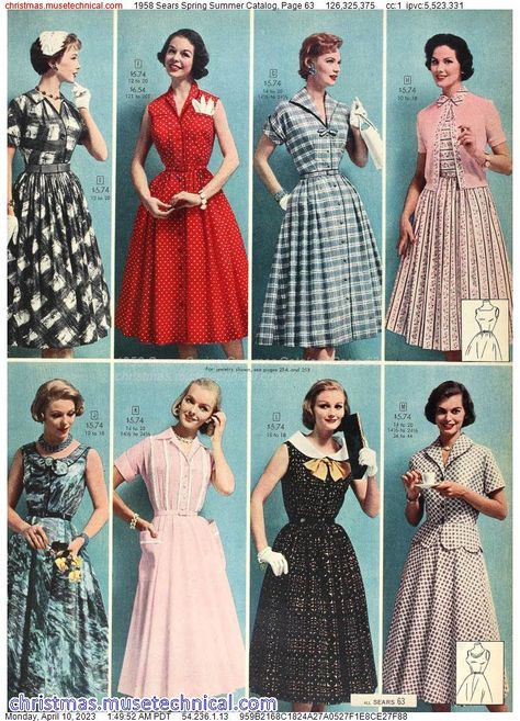 50s Catalog, 1958 Fashion, 1950s Lifestyle, Qveen Herby, 1950s Fashion Women, Black Nightgown, 50s Outfits, Xmas Dress, Fashion 50s