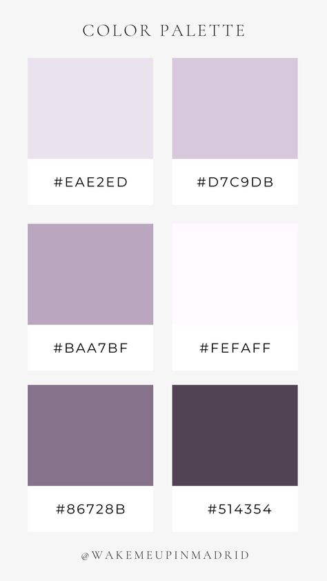 Color Schemes Colour Palettes Purple, Purple Tones Colour Palettes, Wisteria Colour Palette, Lilac Colour Scheme, Light Lavender Color Palette, Lavender Color Palette Bedroom, Purple Light Academia, Lilac Palette Color Combos, Pale Purple Color Palette