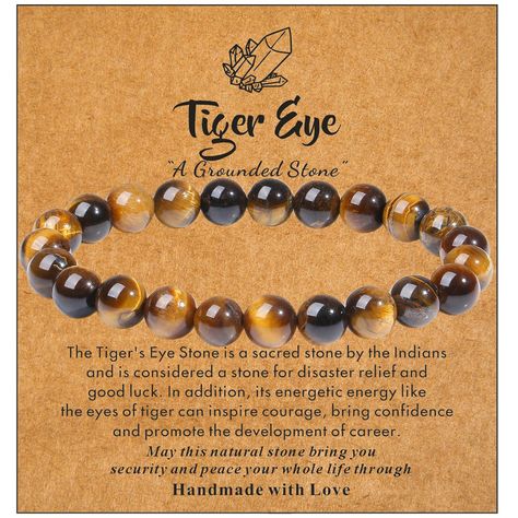 Tiger Eye Bracelet Meaning, Tiger Stone Bracelet, Career Jewelry, Stone Beaded Bracelets, Crystal Magick, Tigers Eye Crystal, Jump Ring Jewelry, Bracelet String, Lava Rock Bracelet