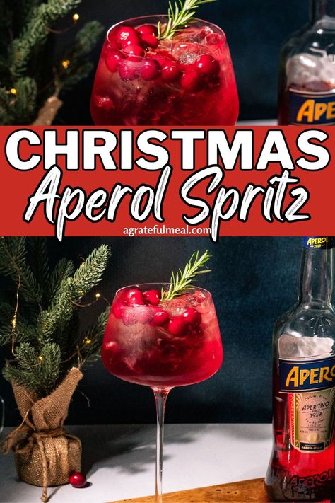 This Christmas winter Aperol spritz is the perfect festive cocktail ideal for the holidays and New Year's. Made with Aperol, lemon, Prosecco, and cranberry, it's a refreshing and bubbly drink that will impress your guests. Whether you're hosting a Christmas party or just want to enjoy a festive prosecco cocktail at home, this recipe is easy to make and perfect for the occasion. Winter Aperol Spritz, Xmas Cocktails, Xmas Drinks, Winter Cocktails Recipes, Spritz Cocktail, Winter Cocktails, Boozy Drinks, Fancy Drinks, Christmas Brunch