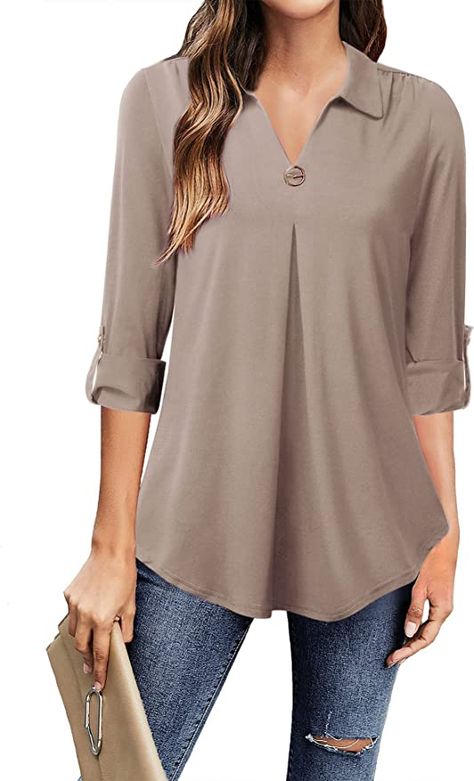 Women Tops Design, Ladies Tops Blouses, Stylish Tops For Women, Women Blouses Fashion, Perfect Blouse, Casual Workwear, Tunic Tops Casual, Fashion Tops Blouse, Loose Shirts