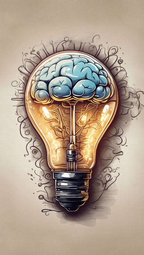 Brain in the bulb , show a strong, sparkling mind with great and emerging ideas Light Bulb Art, Brain Illustration, Art Psychology, Brain Art, Flight Attendants, Abstract Art Wallpaper, Art Plastique, Graffiti Art, Galaxy Wallpaper