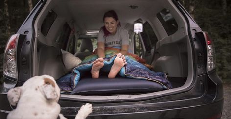 Gotta Get Away? 5 Ways Car Camping Has You Covered Roadtrip Tips, Tips For Sleeping, Sleeping In Your Car, Parking App, Glamper Camper, First Time Camping, Waterproof Matches, Camping Needs, Camping Pillows