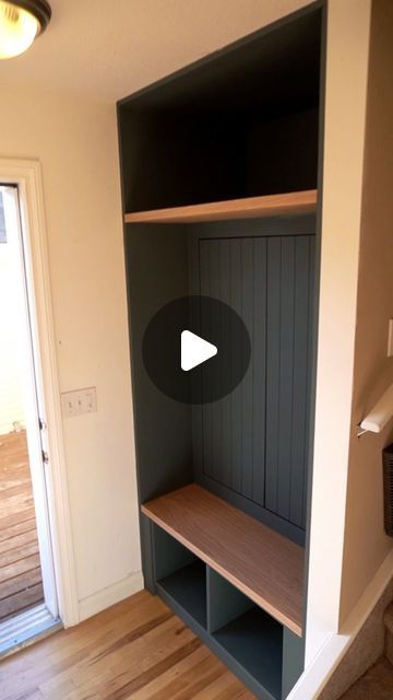 Calgary Custom Furniture on Instagram: "Custom Buit-in with hidden doors?!🤔 There used to be a boring closet with bi-fold doors, and decided to add some style and function to this space!👐 . . . #builtin #customhomes #customcabinets  #shoeshelf #myhgtv #calgary #calgaryInteriors #woodworking #woodworkingtips" Built In Hidden Shoe Shelf, Shoe Storage Front Door Entrance, Entry With Built Ins, Mudroom Hidden Shoe Storage, Entryway Hidden Storage, Mud Room Seating Ideas, Built In Hallway Closet, Small Shoe Closet Ideas, Hidden Coat Closet