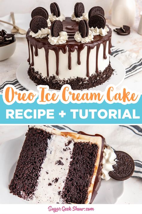 Best Cake For Ice Cream Cake, Vanilla Oreo Ice Cream Cake, Ice Cream Cake Diy Homemade, Oreo Ice Cream Cake Recipe Easy, I Cream Cake, Make Your Own Ice Cream Cake, Ice Cream Cake Chocolate, Chocolate Vanilla Ice Cream Cake, Cookies And Cream Ice Cream Cake Recipe