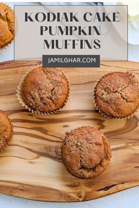 Fall-spiced Kodiak Cakes pumpkin muffins are an easy-to-make breakfast or healthy snack. Plus, they're perfect for meal prep. Bariatric Pumpkin Muffins, High Protein Pumpkin Muffins Kodiak, Kodak Pumpkin Muffins, Pumpkin Kodiak Cakes Muffins, Pumpkin Muffins With Kodiak Cakes, Kodiak Biscuits, Kodiak Cake Muffin Recipe, Pumpkin Muffins Kodiak Cake, Protein Kodiak Muffins