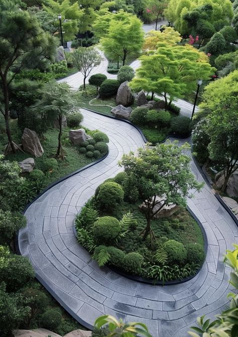 Chinese Garden Landscape, Perfect Garden Layout, Campus Landscape Design, Chinese Garden Design, Campus Landscape, Best Garden Layout, Garden Pathways, Garden Layout Ideas, Japanese Garden Landscape