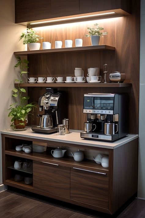 coffee bar ideas modern design Coffee Station Ideas, Coffee Station Kitchen, Coffee Bar Station, Coffee Bar Ideas, Home Bar Rooms, Desain Pantry, Home Coffee Stations, Coffee Bars In Kitchen, Coffee Nook