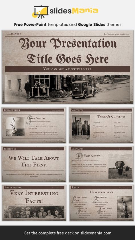 History Powerpoint Ideas, History Google Slides, Newspaper Slide Template, Historical Ppt Template, Newspaper Ppt Template, History Slide Presentation, History Presentation Template, Canva Presentation Ideas Vintage, History Template Powerpoint