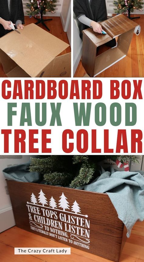 Large Tree Collar, Diy Wooden Tree Collar, Christmas Tree Box Diy, Diy Christmas Tree Collar Cardboard, Diy Tree Collar Cardboard, Christmas Tree Collar Ideas Diy, Christmas Tree Base Ideas Diy, Wood Christmas Tree Collar, Diy Cardboard Christmas Tree