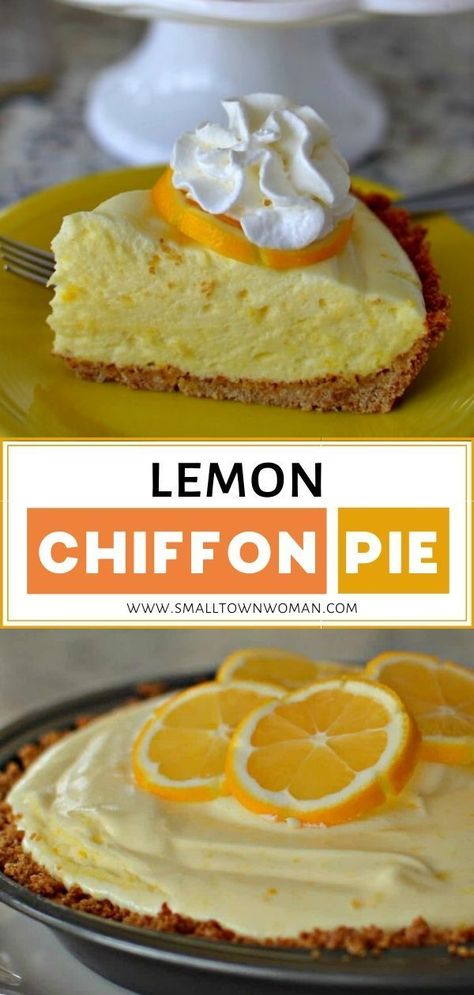 A delicious Lemon Chiffon Pie made with a simple 3-ingredient graham cracker crust and an easy lemon curd that is made in the microwave! This dessert is the perfect lemon lovers recipe that will quickly become a family favorite! Save this easy to make sweet treat! Crustless Lemon Pie, Chiffon Pie Recipe, No Bake Lemon Pie, Lemon Chiffon Pie, Chiffon Pie, Easy Lemon Curd, Dessert Pie, Spring Recipe, Lemon Dessert