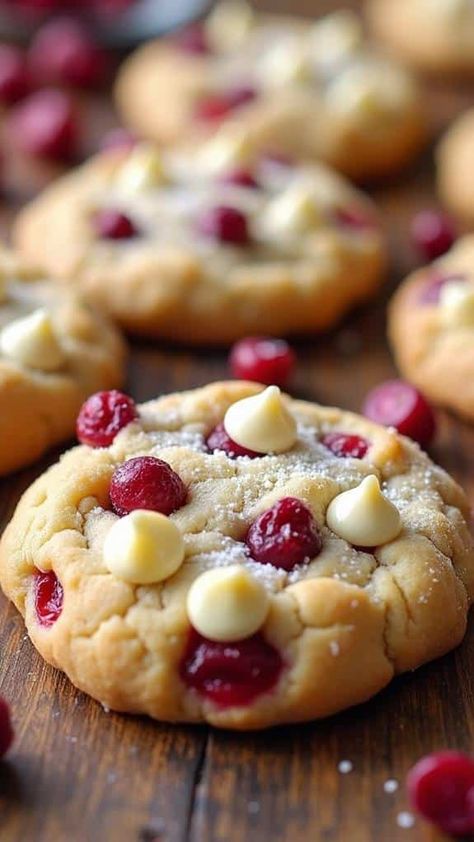 Cranberry White Chocolate Chip Cookies Cranberry And White Chocolate Scones, White Chocolate Chip And Cranberry Cookies, White Chocolate Chip Cranberry Shortbread Cookies, White Chocolate Chip Cookie Bars, White Choc Cranberry Cookies, Fruit Christmas Cookies, Cranberry And White Chocolate Cookies, Cranberry Cookies White Chocolate, Best Cookies For Cookie Exchange