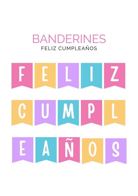 Documento A4 Banderines De Cumpleaños Colorido Rosado y Verde - Templates by Canva Monster Inc, Paz Mental, Cake Toppers, Diy And Crafts, Abc, Candy, Birthday, Molde