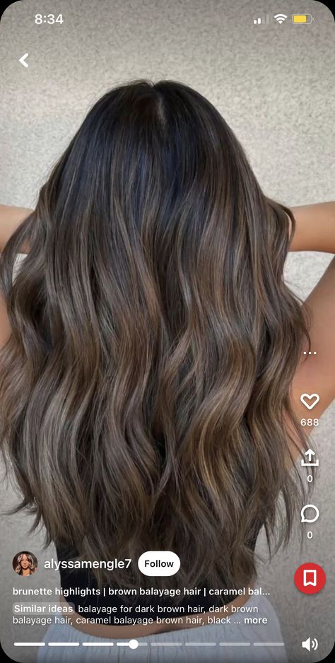 Hair Melt Brown Balayage, Neutral Balayage On Dark Hair, Brown Hair Lowlights, Hair Inspiration Brunette, Hair Lowlights, Ideas Para El Pelo, Hair Melt, Brown Hair With Lowlights, Brown Hair Inspo