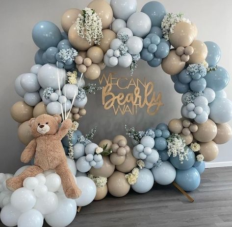 Teddy Bear Theme Decoration, Winter Polar Bear Baby Shower Theme, Baby Shower For Boys Ideas, Teddy Bear Shower Centerpiece, Bear Gender Reveal Decorations, Baby Shower Brown Theme, Boy Baby Shower Themes Ideas, Blue Teddy Bear Baby Shower Theme, Bear Theme Decorations