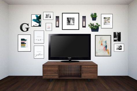 Gallery Wall Images, Wall Styling, Tv Gallery Wall, Gallery Wall Template, Decor Around Tv, Gallery Wall Design, Photo Walls, Gallery Wall Living Room, Tv Wall Decor